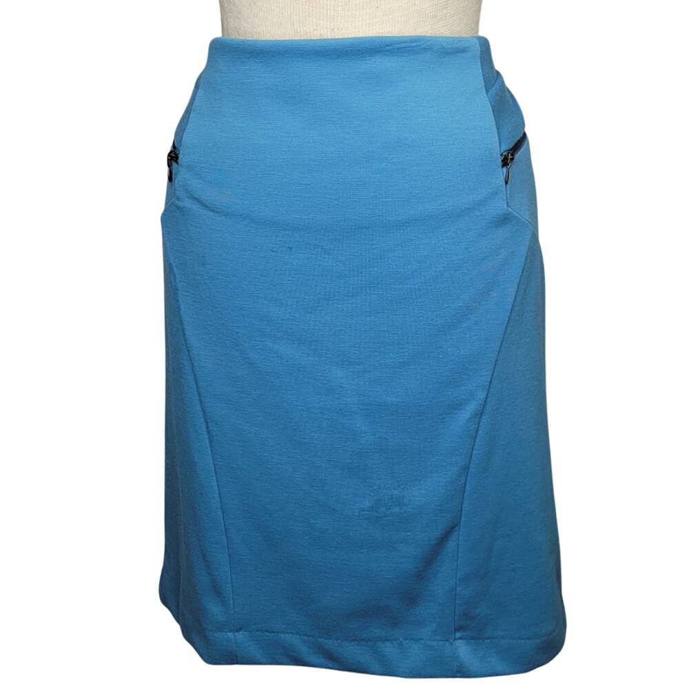 Blue Pencil Skirt Zipper Detail Size 14 Petite